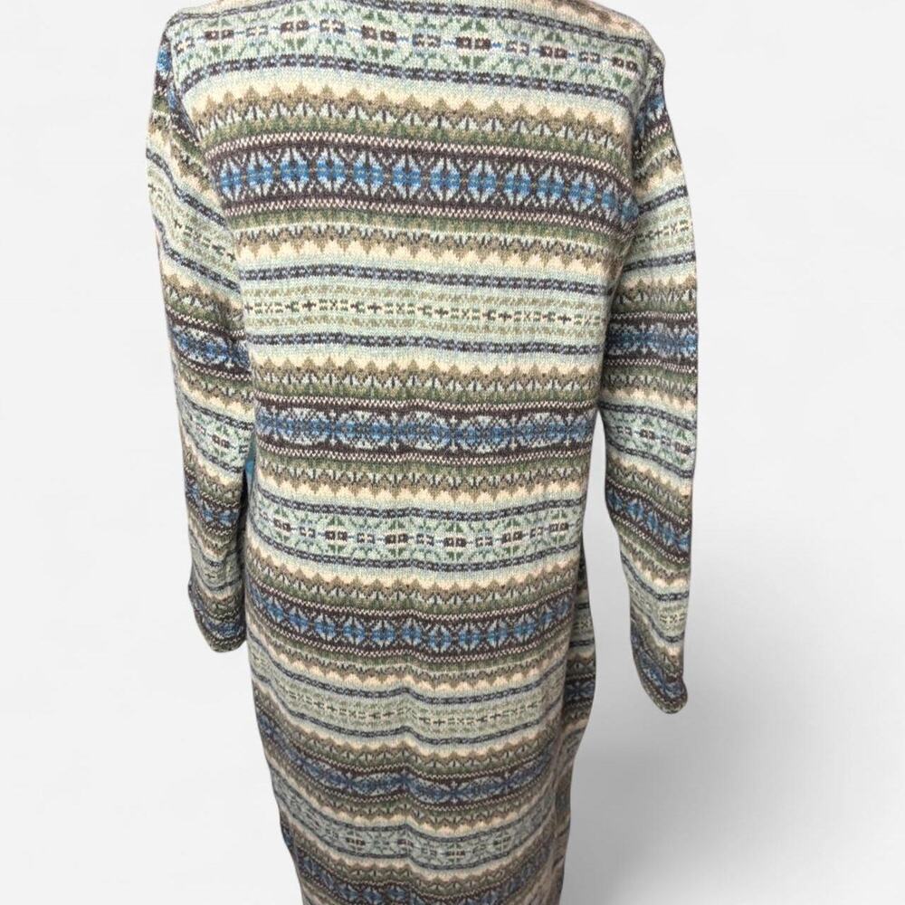 Talbots Fair Isle Toggle Coatigan Full Length Long Sweater Jacket Large Green - Picture 6 of 6
